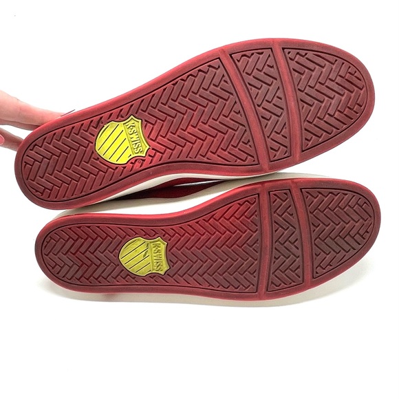 K-SWISS Leather Suede Sneakers Men's SIZE 10 Red White Casual Shoes 02874602 Low - Picture 16 of 16